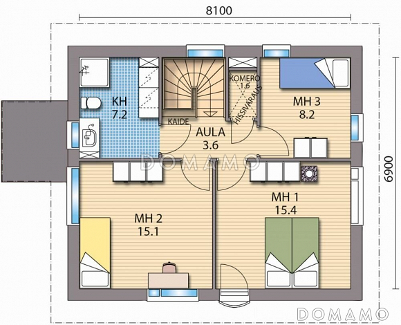 Проект двухэтажного каркасного дома c рациональной планировкой / План 2 этажа