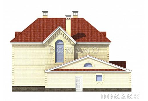 Проект двухэтажного коттеджа с мансардой / Фасад 2