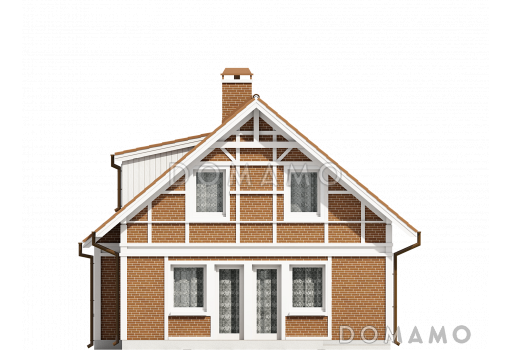 Проект одноэтажного мансардного дома из газобетона с тремя спальнями и кабинетом / Фасад 2