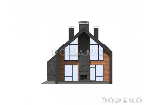 Проект дома с гаражом, хозяйской комнатой, террасами / Фасад 1