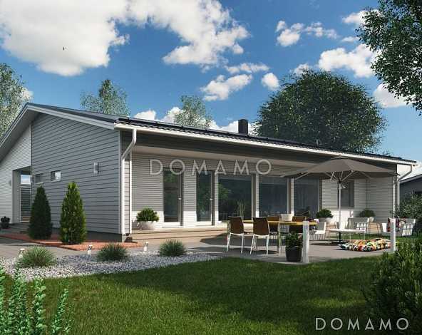 Проект одноэтажного дома с небольшой гардеробной, санузлом в хозяйской спальне