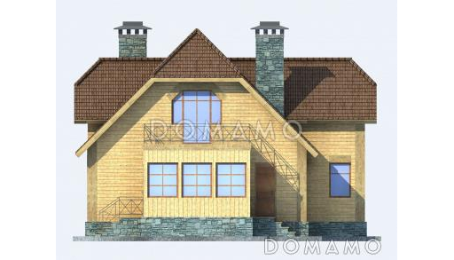 Проект деревянного дома с квадратной ванной комнатой / Фасад 4