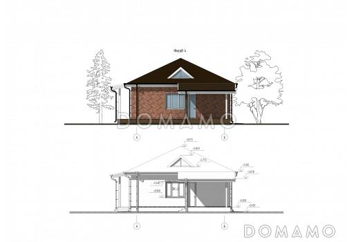Проект дома с тремя спальнями, кухней-гостиной, большой прихожей и котельной / Фасад 4