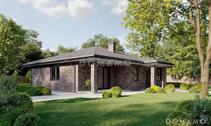 Проект компактного одноэтажного дома с террасой