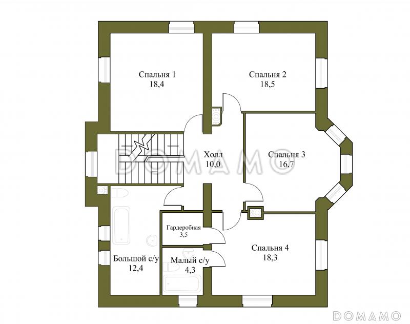 Проект дома с гаражом на одну машину и бильярдной / План 2 этажа