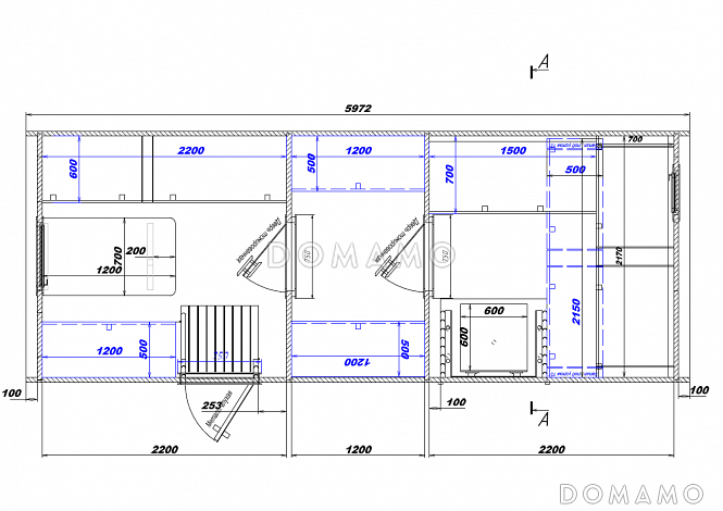 Баня бочка Квадро Эксклюзив-СВ / План 1 этажа