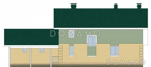 Проект дома из пенобетона с навесом для двух машин и крытой террасой / Фасад 3