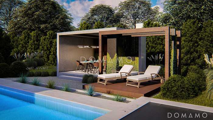 Проект беседки с закрытой и открытой зоной