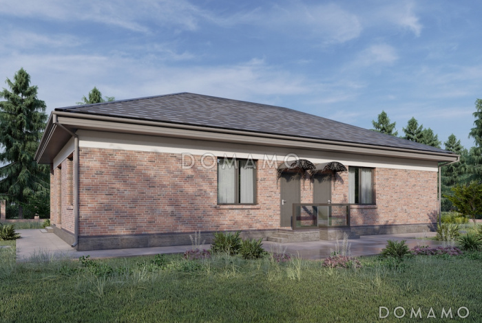 Проект одноэтажного дома из газобетона на две семьи