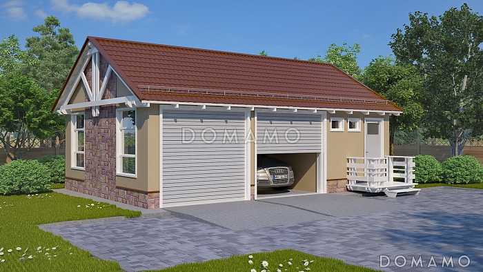 Проект гаража на две машины с хозблоком