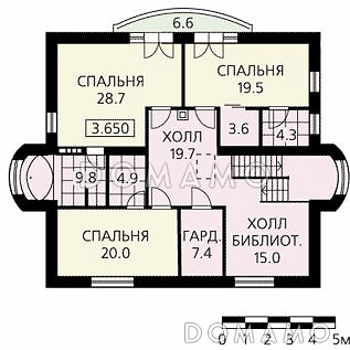 Готовый проект дома с цокольным этажом / План мансардного этажа