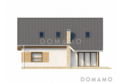 Проект традиционного мансардного дома из кирпича с дополнительной спальней на первом этаже / Фасад 2