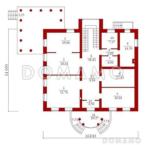 Проект дома в классическом стиле / План 1 этажа