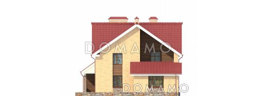 Проект загородного дома с изолированной кухней, крытой террасой, лоджиями, вторым светом / Фасад 4