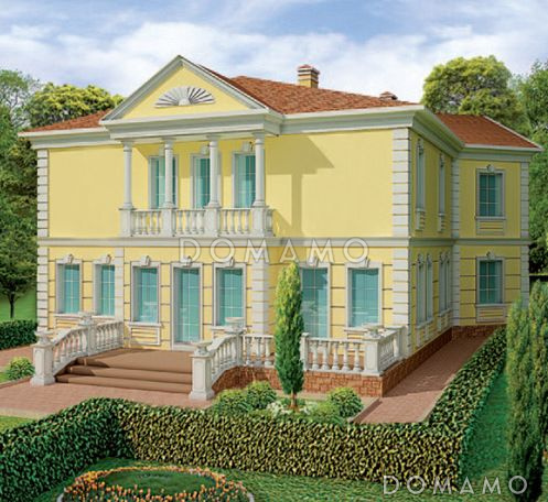 Проект дома в классическом стиле с парадным входом