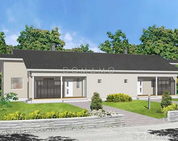 Проект одноэтажного дуплексного дома с сауной