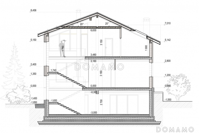 Проект загородного дома в стиле шале с верандой, балконом, сауной, бильярдной