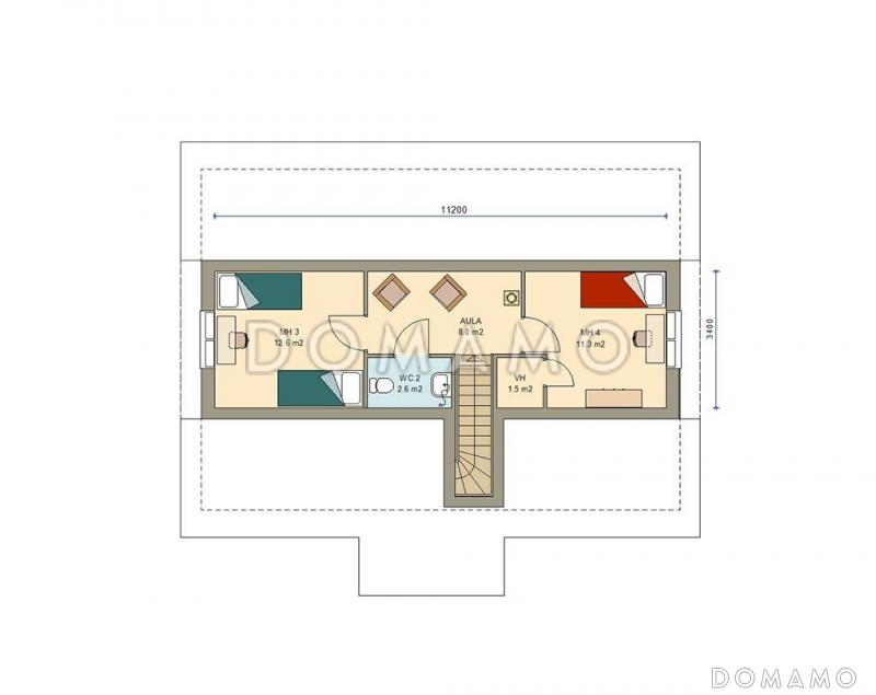Проект каркасного дома с удобной гостиной для всей семьи / План мансардного этажа