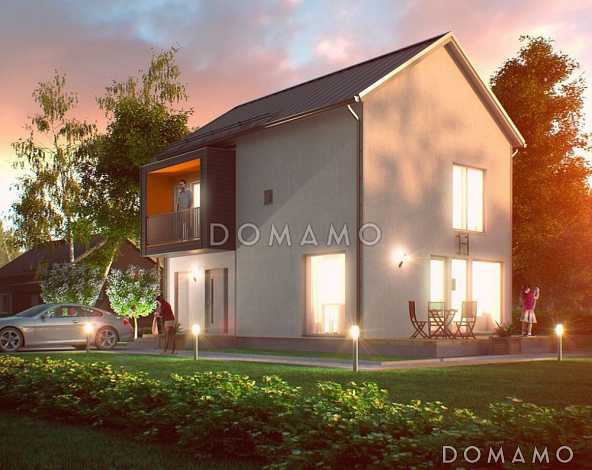 Проект двухэтажного каркасного дома c сауной на втором этаже