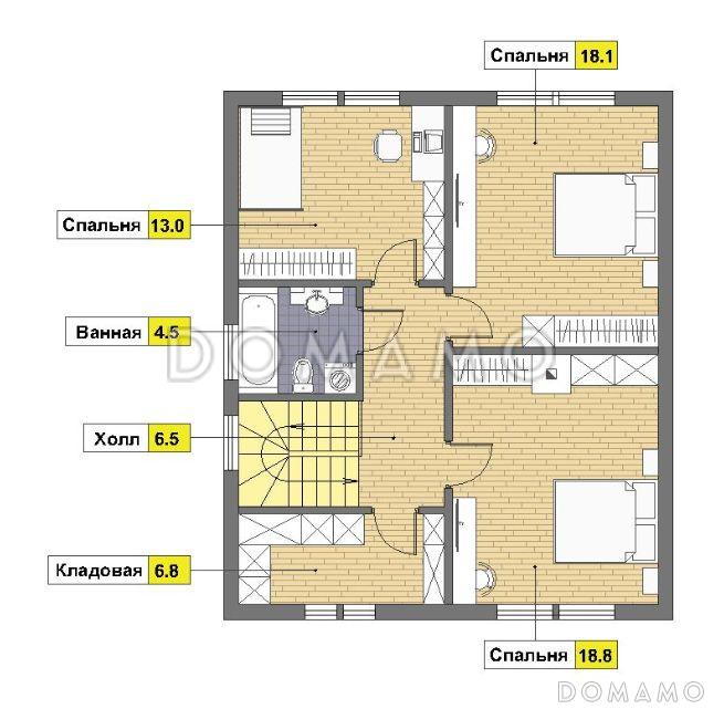 Проект частного загородного дома из газобетона / План мансардного этажа