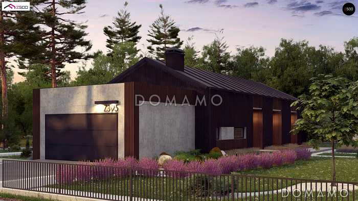 Проект комфортного одноэтажного дома из кирпича с четырьмя спальнями и гаражом на два автомобиля