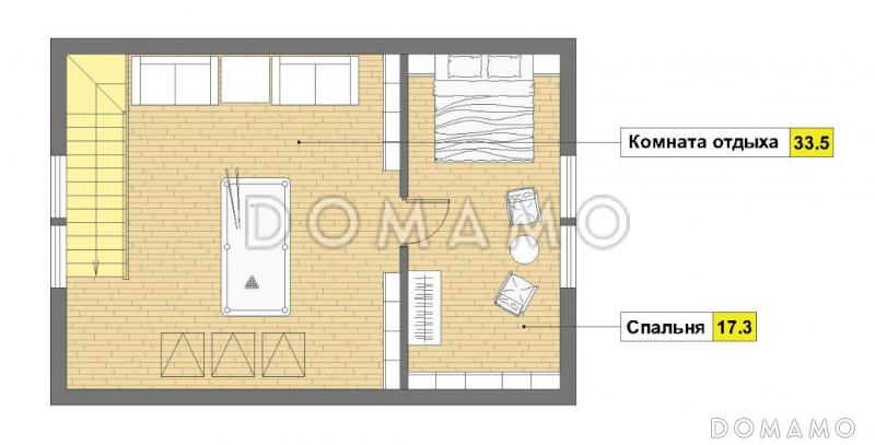 Проект бани из пеноблоков с мансардным этажом / План мансардного этажа