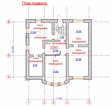 Проект дома с предусмотренной котельной на цокольном этаже / План цокольного этажа