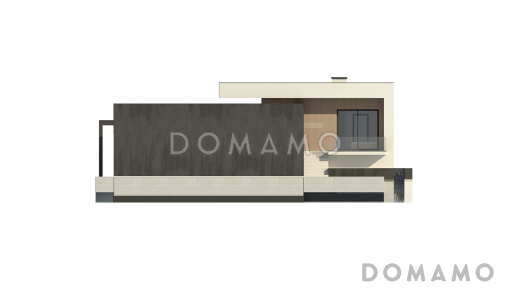 Проект современного двухэтажного дома из кирпича с подземным гаражом и террасой на втором уровне / Фасад 3