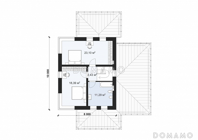 Проект эффективного двухэтажного дома с навесом для авто S-121 / План 2 этажа