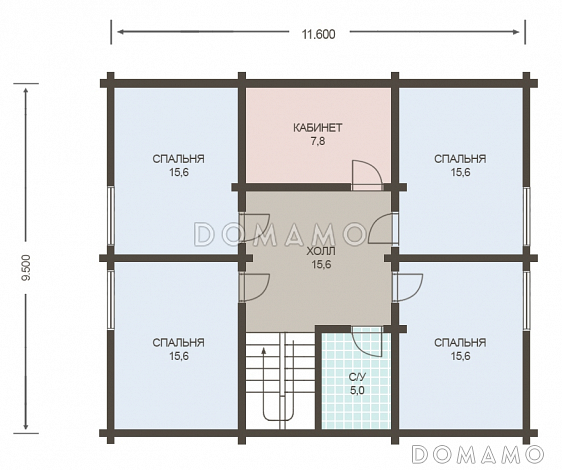 Проект дома из клееного бруса с просторной сауной и спальней на первом этаже / План мансардного этажа