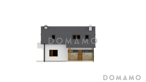 Проект одноэтажного мансардного дома из кирпича с кабинетом, тремя спальнями и хозяйской гардеробной / Фасад 4