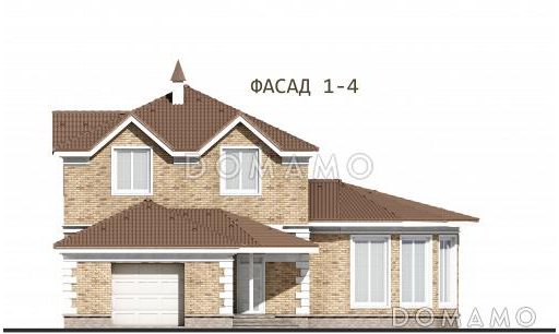 Проект двухэтажного помещения бассейна с двумя спальнями и гаражом / Фасад 2