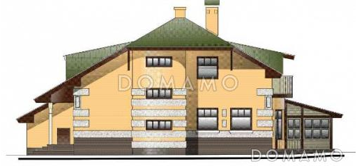 Проект комфортабельного дома с бильярдной, гаражом и гостиной с камином / Фасад 2