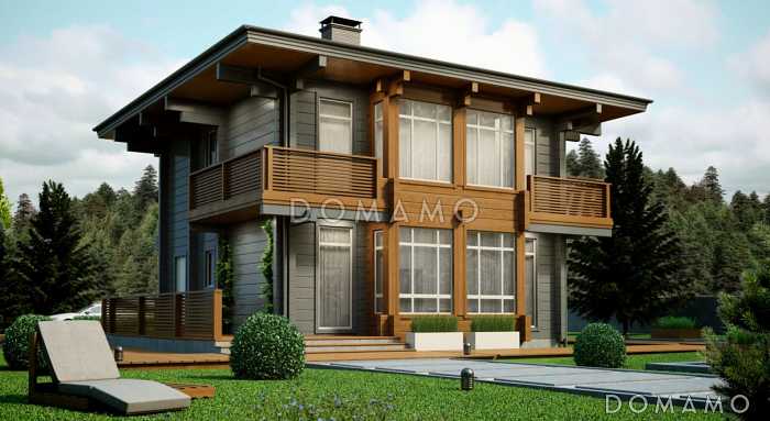 Проект дома из клееного бруса в стиле скандинавского конструктивизма