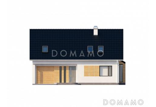 Проект мансардного дома из кирпича с кабинетом, тремя спальнями и гаражом / Фасад 2