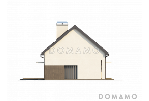 Проект одноэтажного мансардного дома из газобетона с частично крытой террасой и гаражом  / Фасад 3
