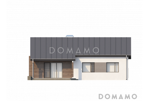 Проект одноэтажного дома из газобетона с современными фасадами и эркерами / Фасад 2