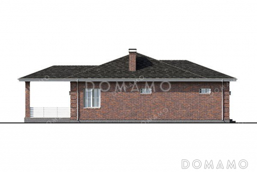 Проект одноэтажного дома с большой террасой и гаражом / Фасад 3