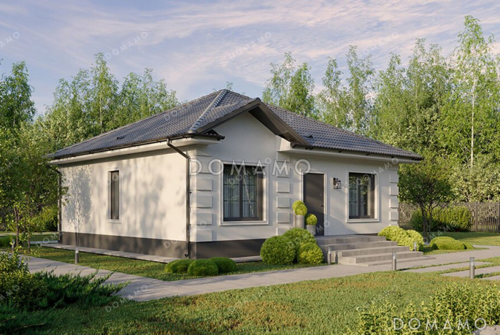 Проект небольшого дома с тремя спальнями и кухней