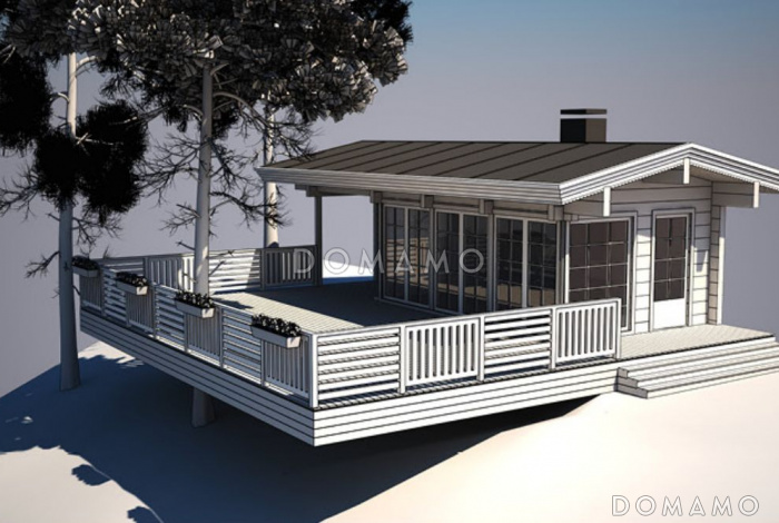 Проект беседки из клееного бруса с огромной открытой террасой