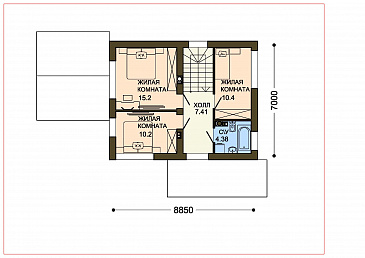 Проект функционального двухэтажного дома с террасой при гостиной / План 2 этажа