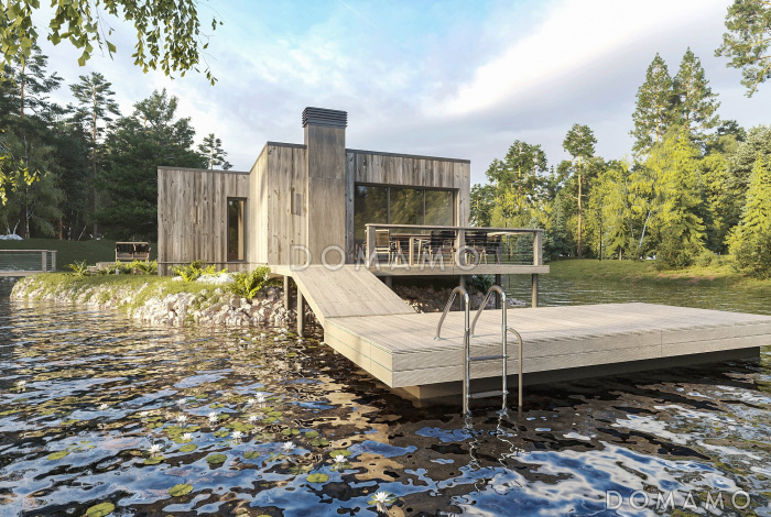 Проект банного комплекса с сауной, хамамом и двумя террасами