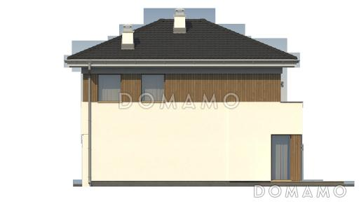 Проект компактного двухэтажного дома из кирпича с тремя спальнями / Фасад 2