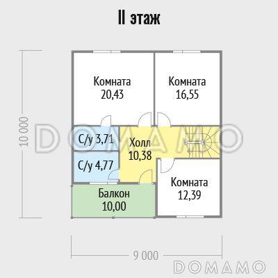 Проект двухэтажного дома из клееного бруса с удобной планировкой / План мансардного этажа