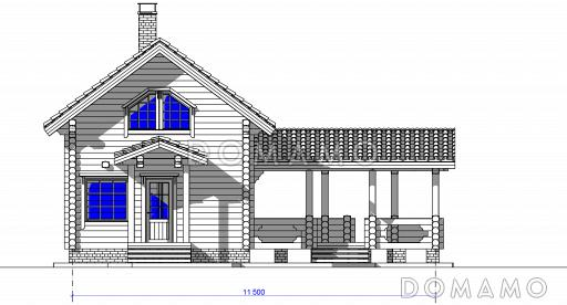 Проект бани с террасой и бильярдной   / Фасад 1
