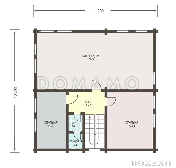 Проект дома из клееного бруса с отдельным входом в котельную / План 2 этажа