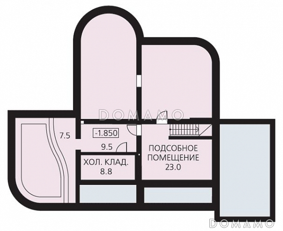 Проект 2 х этажного дома с гаражом / План цокольного этажа