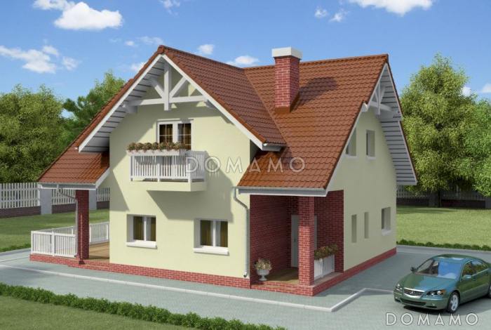 Проект загородного дома с двумя балконами