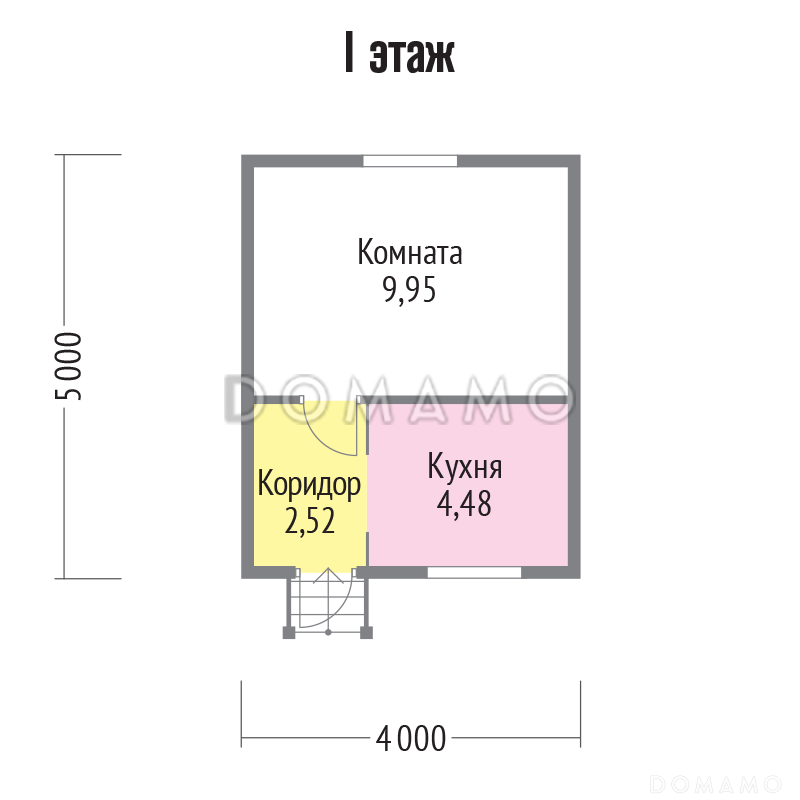 Проект каркасного дома 5х4 / План 1 этажа