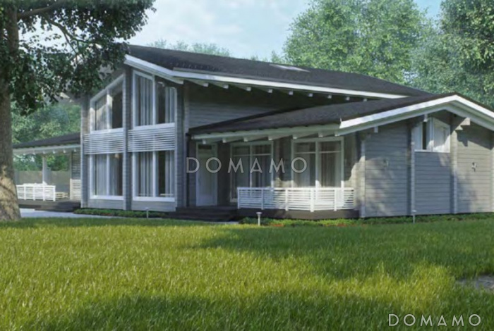 Проект дома из клееного бруса с сауной на первом этаже